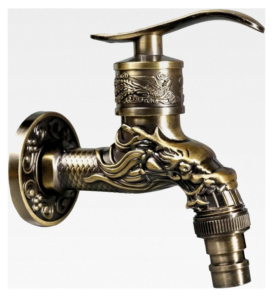 Garten Wasserhahn aus antikem Messing, 1/2 Zoll, Wandmontage, Retro-Stil, robuster Außenwasserhahn für Bad, Küche, Balkon und Waschmaschine