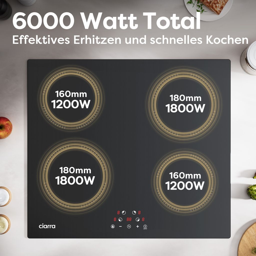 CIARRA Einbau Induktionskochfeld 60 cm Kochfelder 4 Zonen Produktbild 9