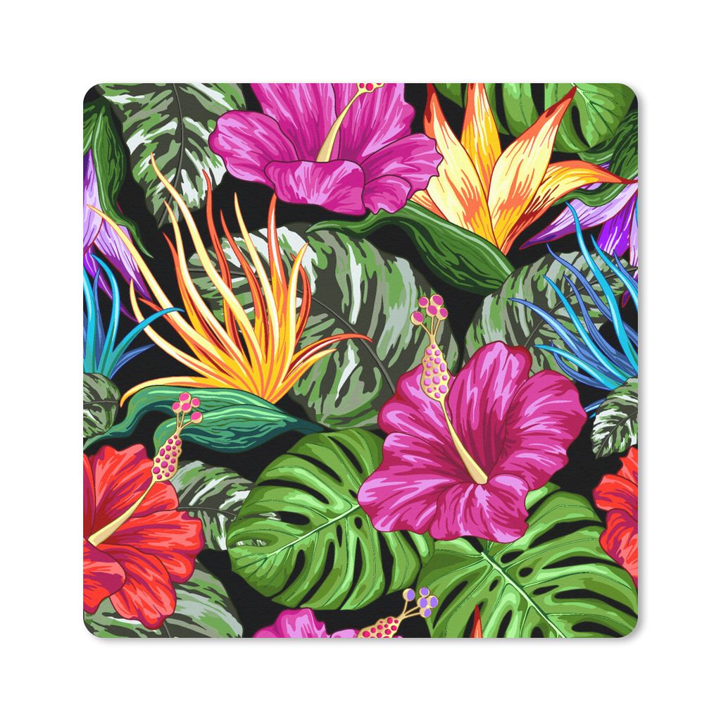 MuchoWow Mauspad Mousepad Tropisch - Muster - Monstera 20x20 cm - Mousepads - Maus Mat - Pad - Mausunterlage - Desk Mat - Bureauartikeln