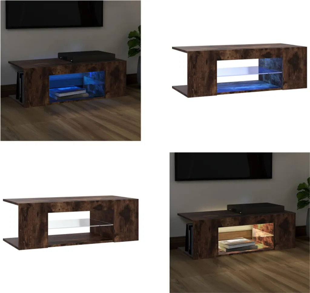 Mobile TV vidaXL Rovere Fumé 90cm LED | Disponibilità Immediata
