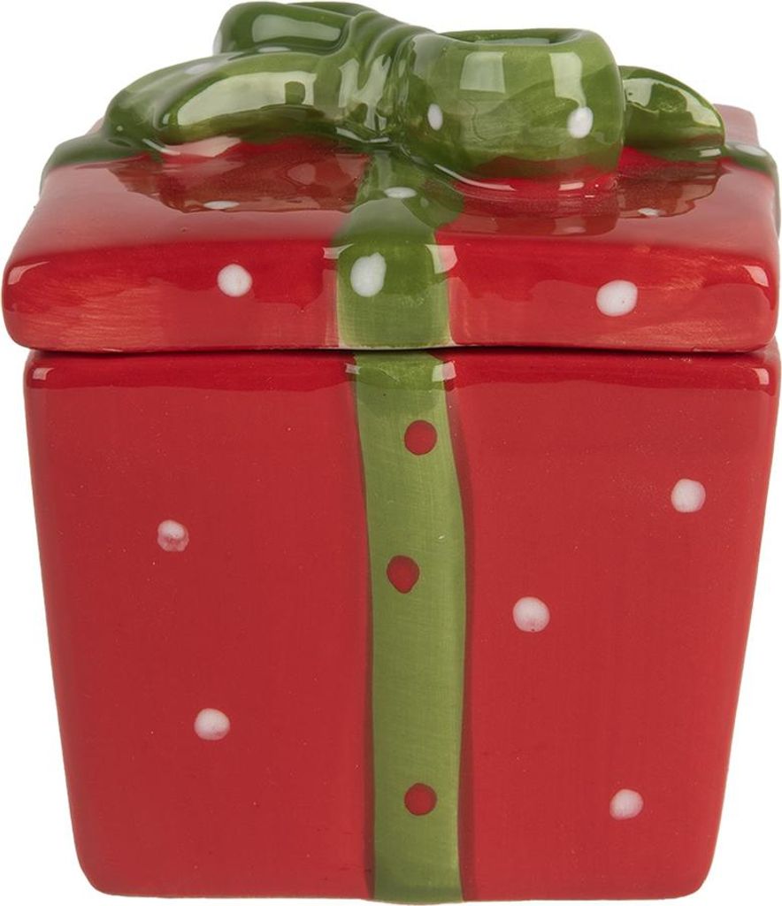 Clayre & Eef Vorratsglas Geschenk 9x9x11 cm Rot Keramik