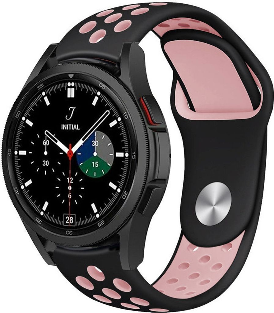 Strap-it Samsung Galaxy Watch 4 Classic 42mm Sportarmband (Schwarz/Rosa)