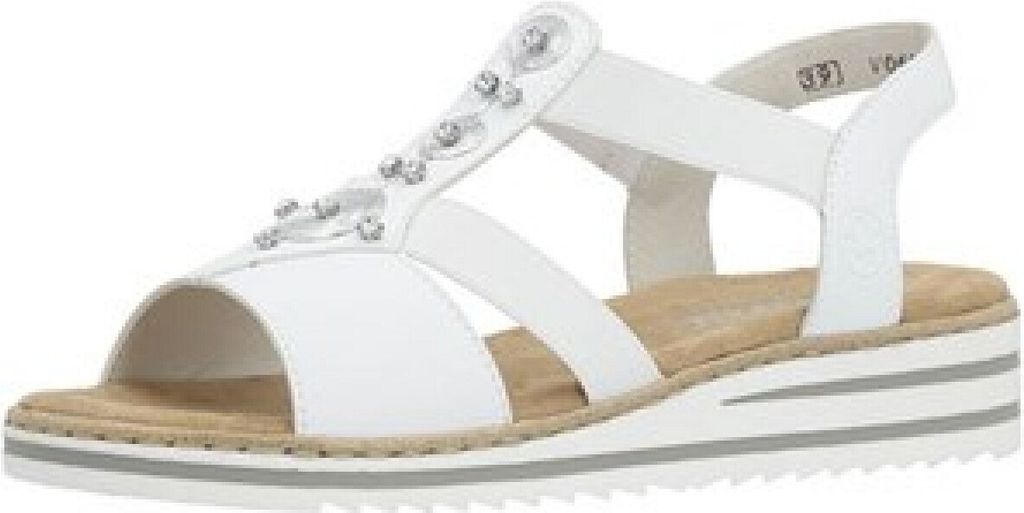 Rieker V0687 Damen Sandalen Keilabsatz Sandaletten, Größe:39 EU, Farbe:Weiß