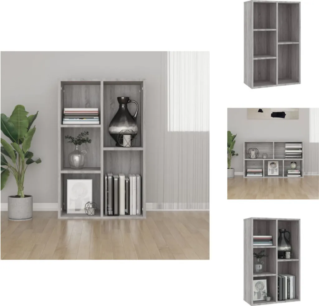 Bibliothèque Robuste Gris Sonoma 50x25x80 cm Meuble de Bureau Compact