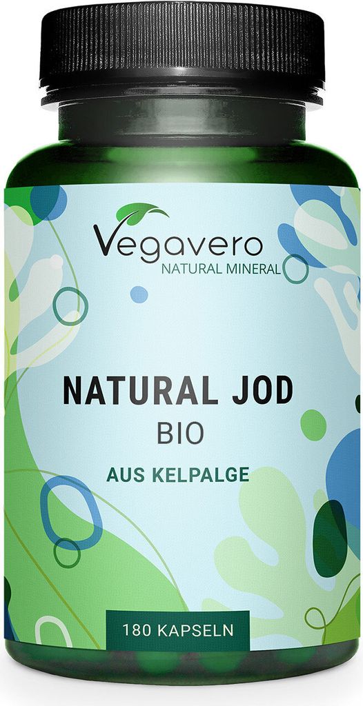 Vegavero Natürliches Jod | 180 Kapseln | aus Kelp Algen | 150 μg Jod pro Kapsel | vegan