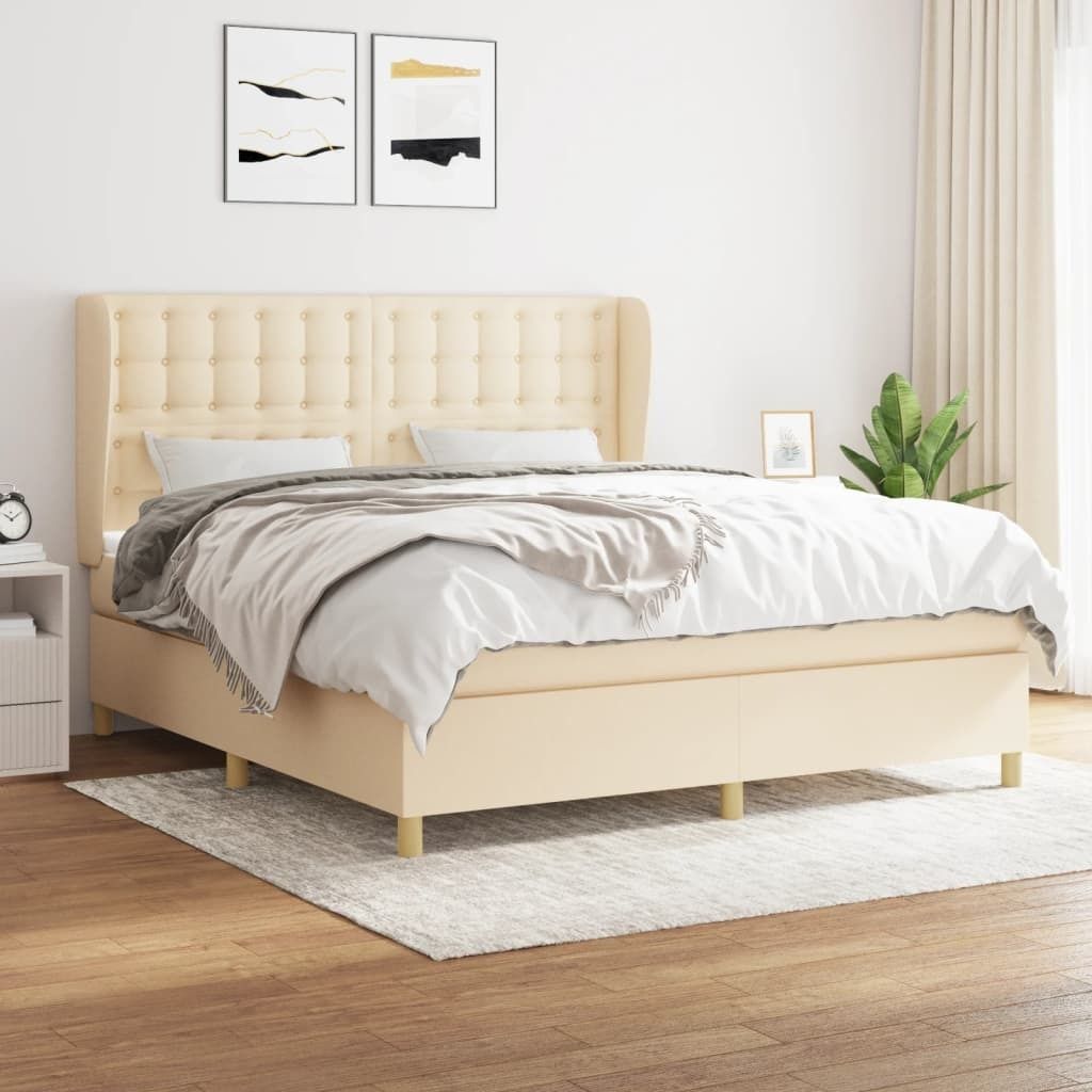 Maison Exclusive - Boxspringbett mit Matratze Creme 180x200 cm Stoff