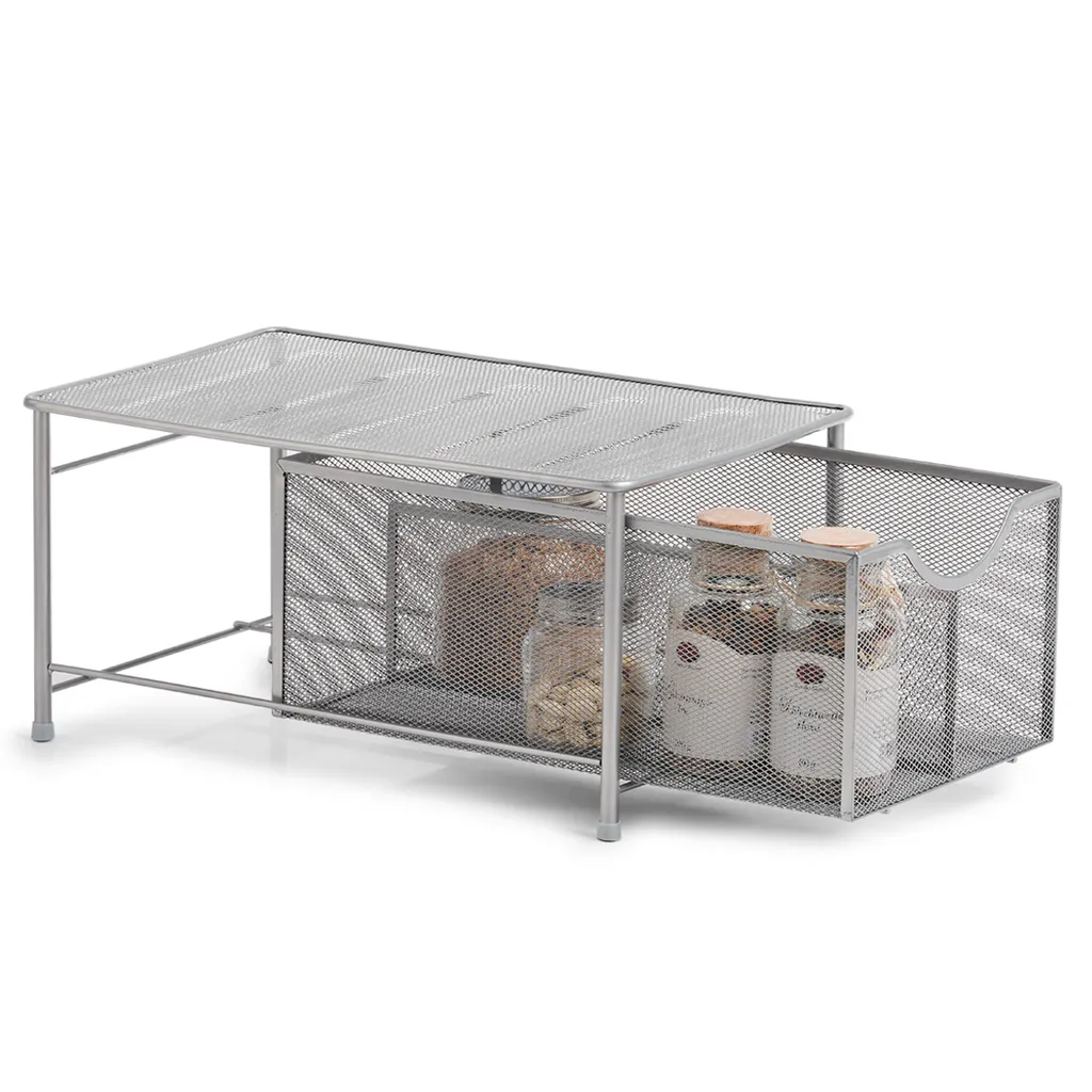 Zeller Scaffale Mesh Acciaio Argento 41x26x20 cm - Organizzatore Premium