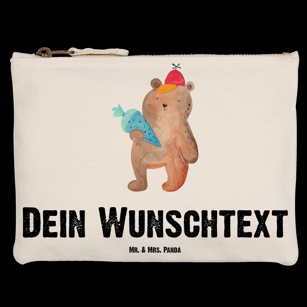Mr. & Mrs. Panda Größe M Personalisierte Schminktasche Bär mit Schultüte - Weiß - Personalisierte Geschenke, Personalisiertes Schminketui, Per...