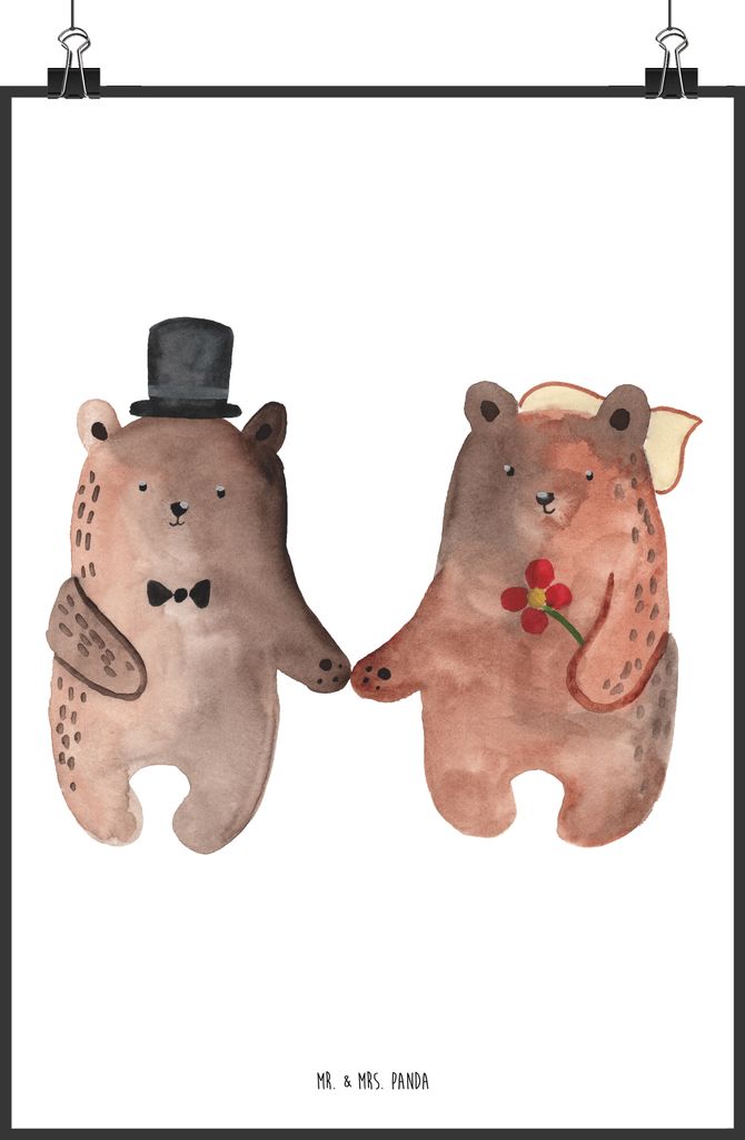 Mr. & Mrs. Panda Bild Bär Heirat DIN A0 - Weiß - Geschenk, Wandbild, Kunstdruck, drucke, Verheiratet Heirate Hochzeit Hochzeitsgeschenk Hochzeits...