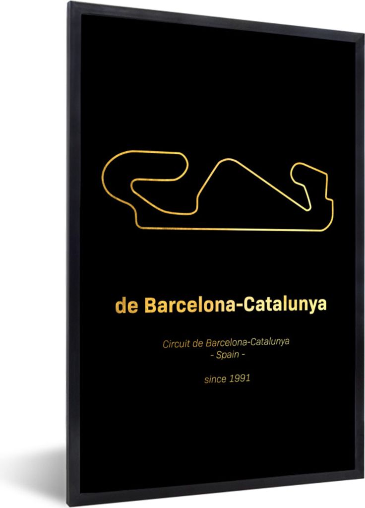 MuchoWow Gerahmtes Poster Formel 1 - Rennstrecke - Barcelona 60x90 cm - Poster mit Schwarzem Bilderrahmen Wandposter Rahmen Foto Bilder - Kunst
