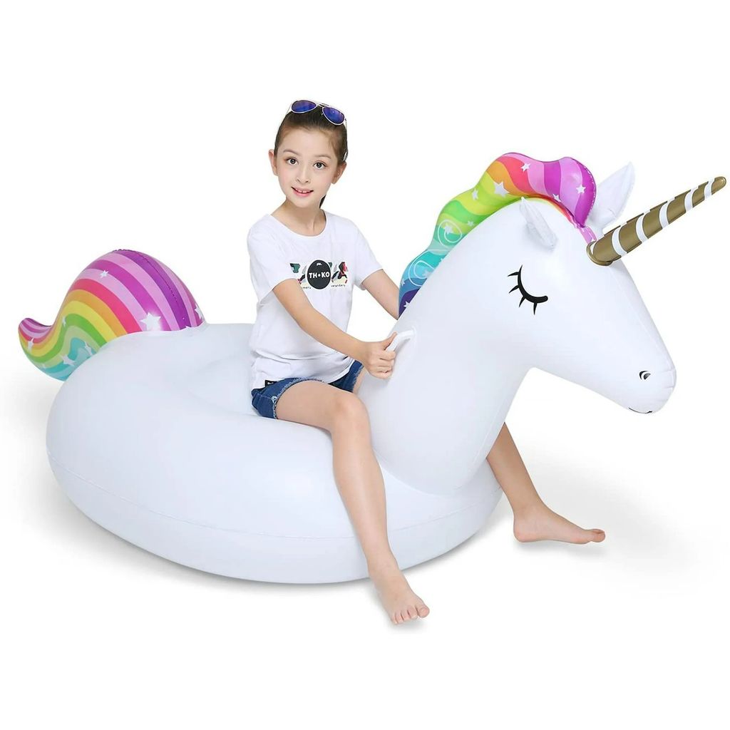 Große aufblasbare Einhorn Pool Float Floatie Fahrt auf mit schnellen Ventilen große Rideable Blow Up Sommer Strand schwimmen Pool Party Lounge Fl...