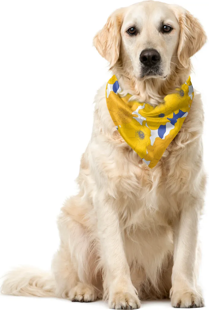 Bandana Cani Fiori Blu Astratto 40x40cm | Accessorio Pet ABAKUHAUS