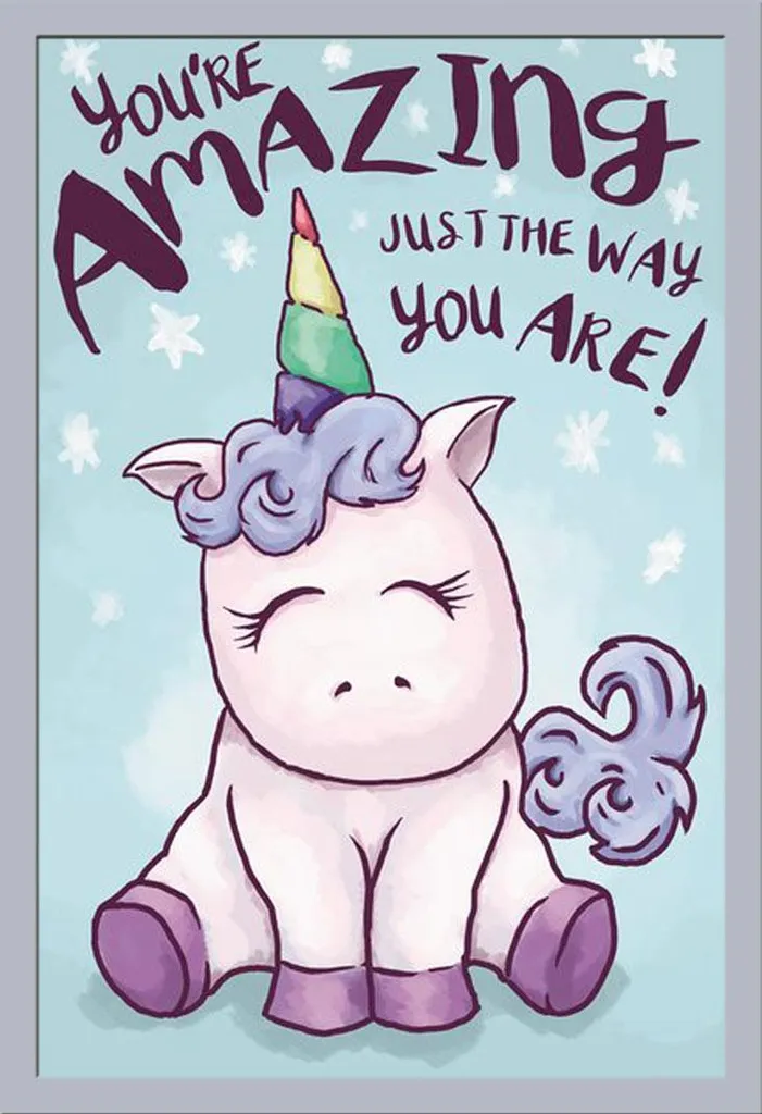 Poster Unicorno con Cornice Shinsuke Argento 61x91,5 cm - Acquista Online