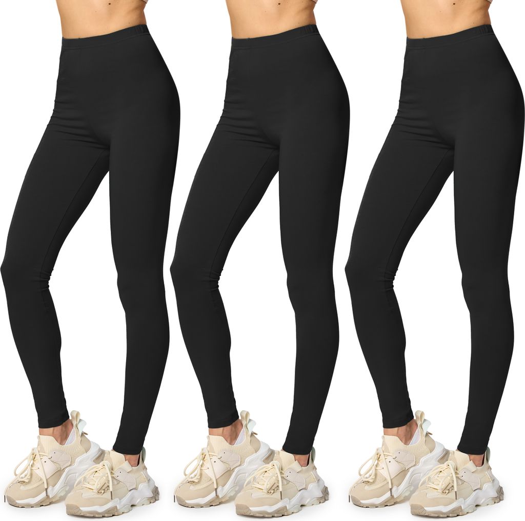 Merry Style Damen Lange Leggings aus Baumwolle (Schwarz/Schwarz/Schwarz, M) MS10-198