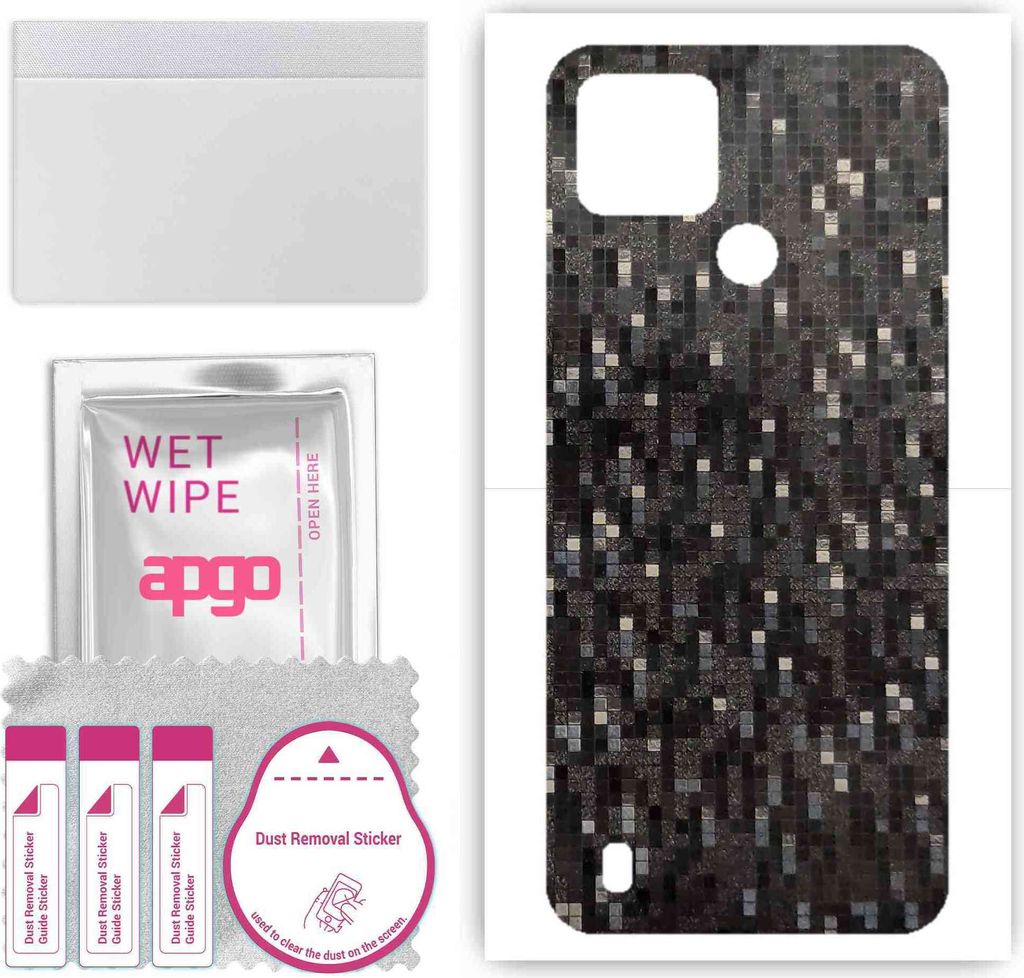 apgo Rückseite Schutzfolie, Skin, kompatibel mit Realme C21Y, Hinten Displayschutzfolie aus Vinylfolie, kratzfest, einfache Montage - Carbon Black...