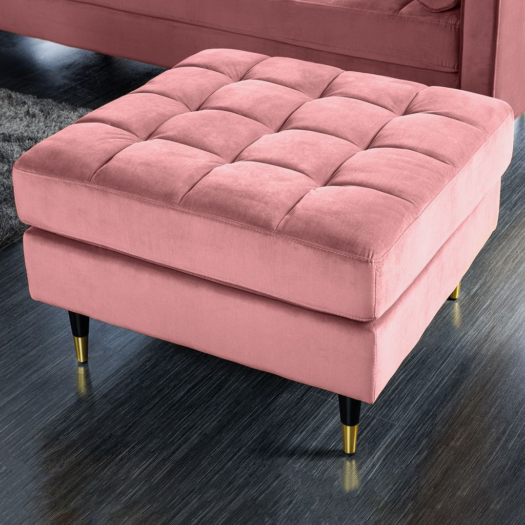 riess-ambiente Design Hocker COZY VELVET 80cm altrosa gold Samt Metallfüße Polsterhocker Sofahocker