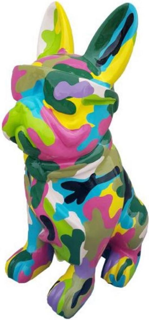 Casa Padrino Luxus Deko Skulptur Hund Bulldogge Mehrfarbig H. 120 cm - Große Deko Figur - XXL Deko Skulptur - XXL Deko Figur - Wohnzimmer Deko - G...