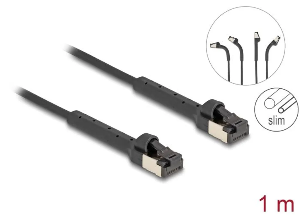Cordon Ethernet Cat.6A RJ45 orientable noir 1m pour réseau local