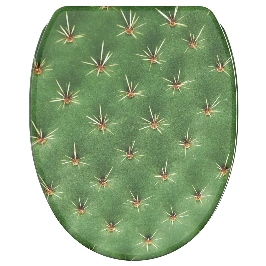 Abattant WC Silencieux pour Salle de Bain Moderne Motif Cactus Vert