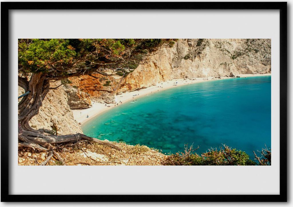 Bild 70x50 MDF-Rahmen Wandkunst Bay Sea Rocks Beach