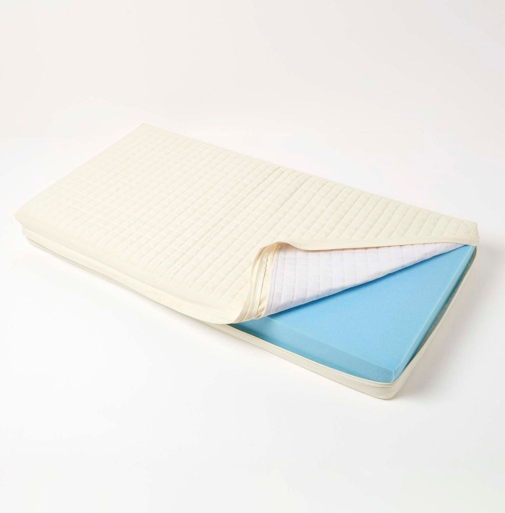 HOMESCAPES Baumwoll-Sitzkissenbezug creme für 2-Sitzer-Sofa-Auflagen, 100 x 50 x 10 cm