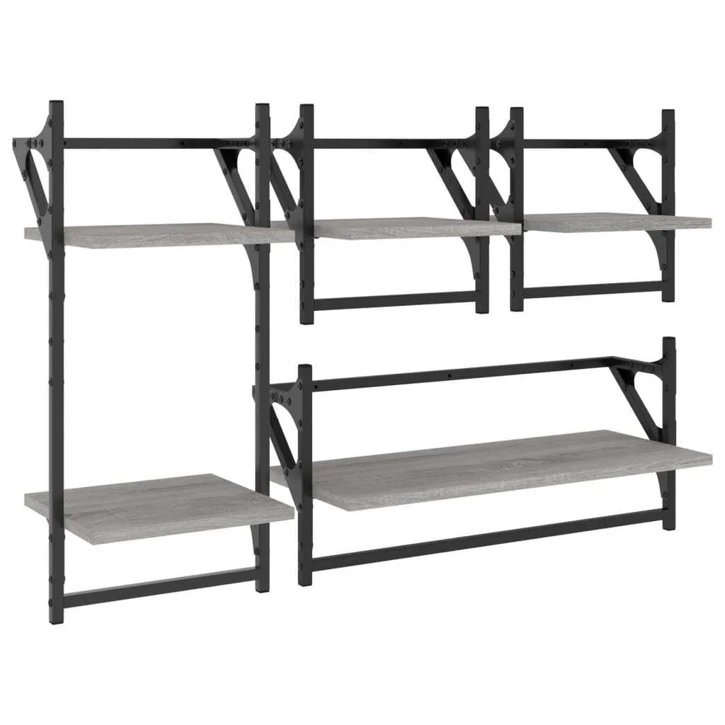 Scaffali da Parete Design Grigio Sonoma 4 Pezzi vidaXL - Arredo Casa