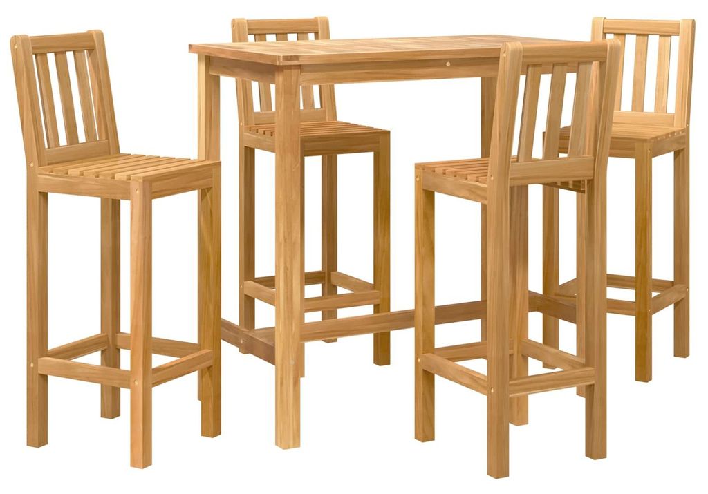 vidaXL Outdoor Bar Set 5 pcs Unbehandelt Massivholz Teak