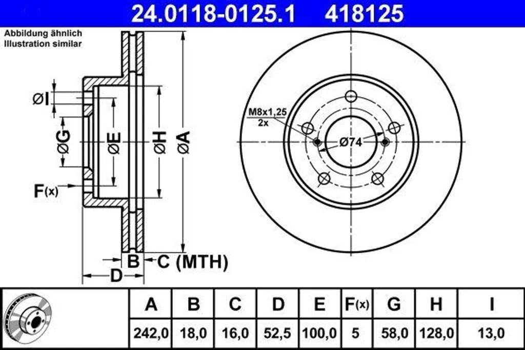 Solution anti-vibration : Disque de frein ATE Subaru Impreza GC avant 242 mm