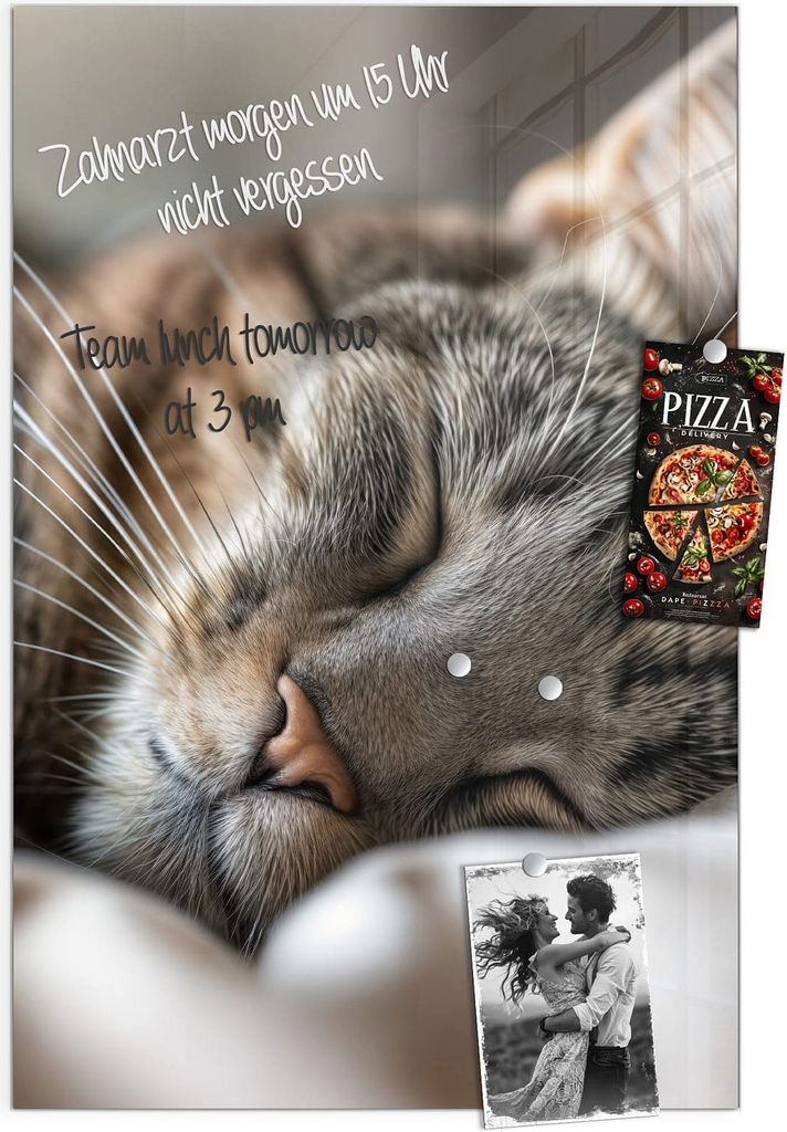 Magnettafel 40x60cm Pinnwand Whiteboard beschreibbar - Schlafende Katze