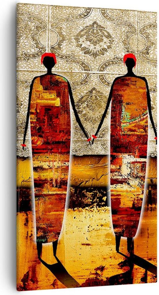 Bild auf Leinwand - Leinwandbild - Paar afrika wüste folklore - 55x100cm - Wand Bild - Wanddeko - Leinwanddruck - Bilder - Kunstdruck - Wanddekora...