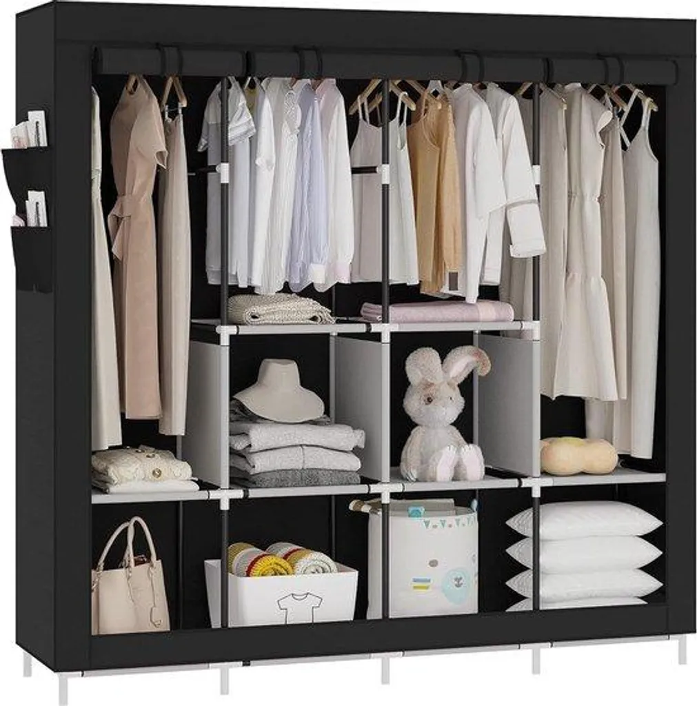 Armoire noire avec étagère contre le désordre - Rangement stable métal
