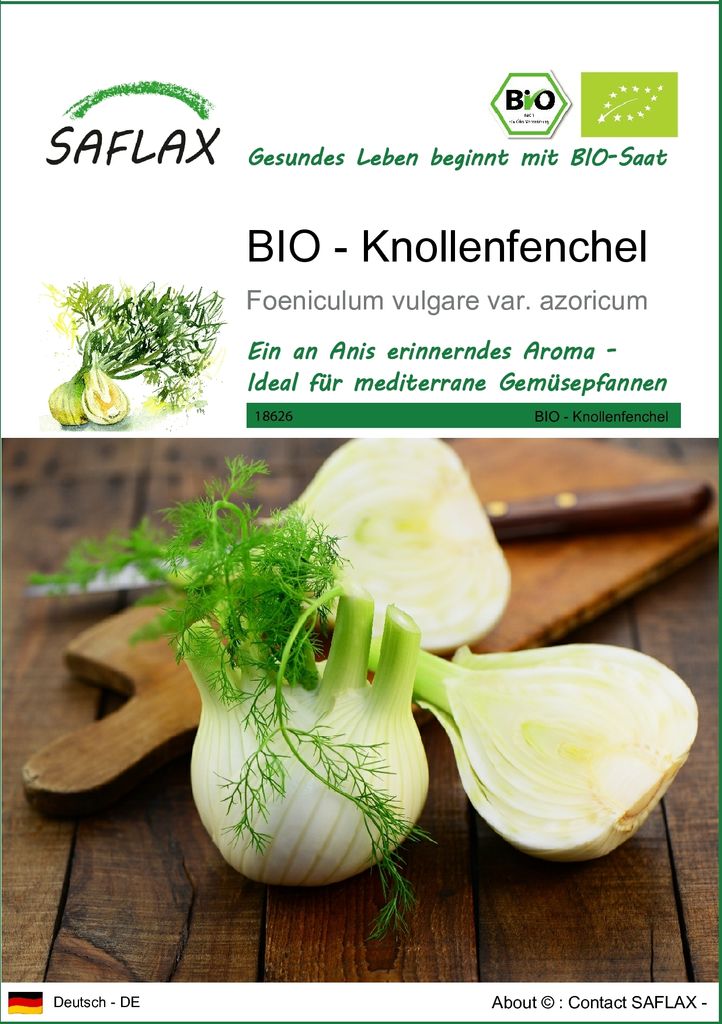 SAFLAX - BIO - Knollenfenchel - 100 Samen - Foeniculum vulgare