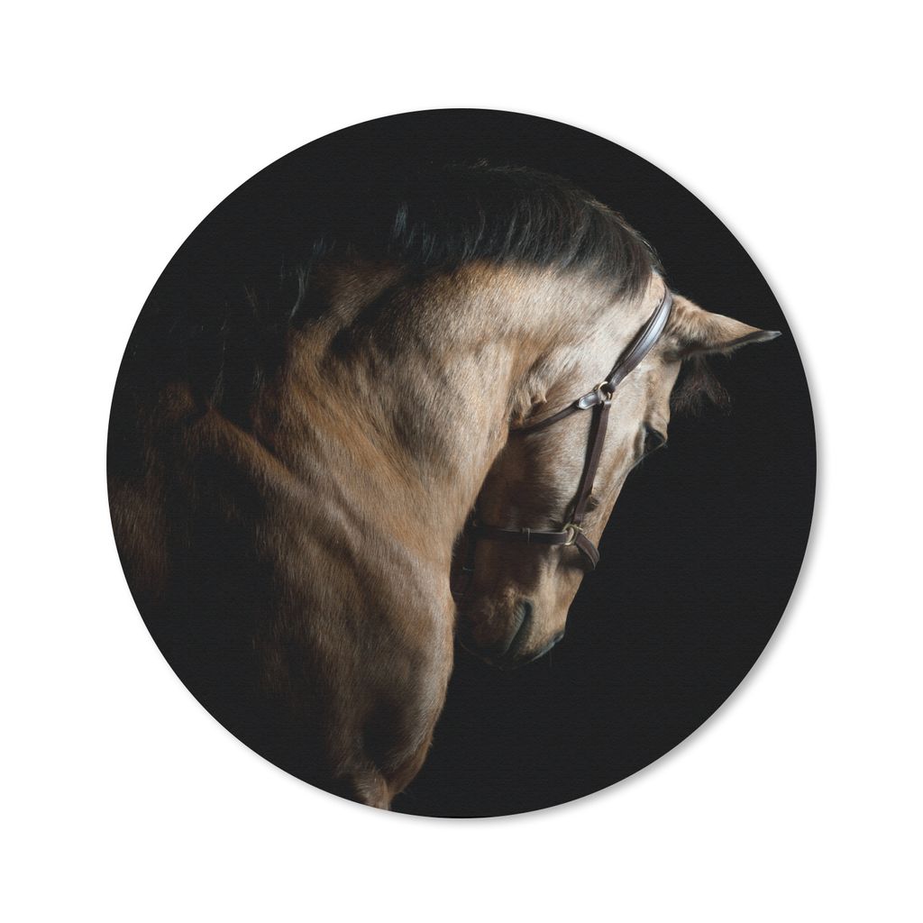 MuchoWow Mauspad Mousepad Pferde - Halfter - Schwarz 50x50 cm - Mousepads - Maus Mat - Pad - Mausunterlage - Vinyl