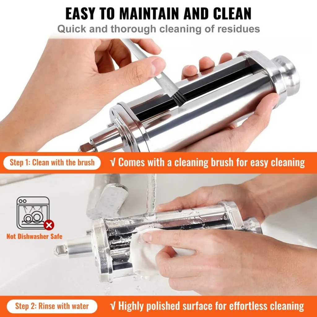 Machine à pâtes en inox 3 pièces avec rouleaux réglables et brosse incluse - 6
