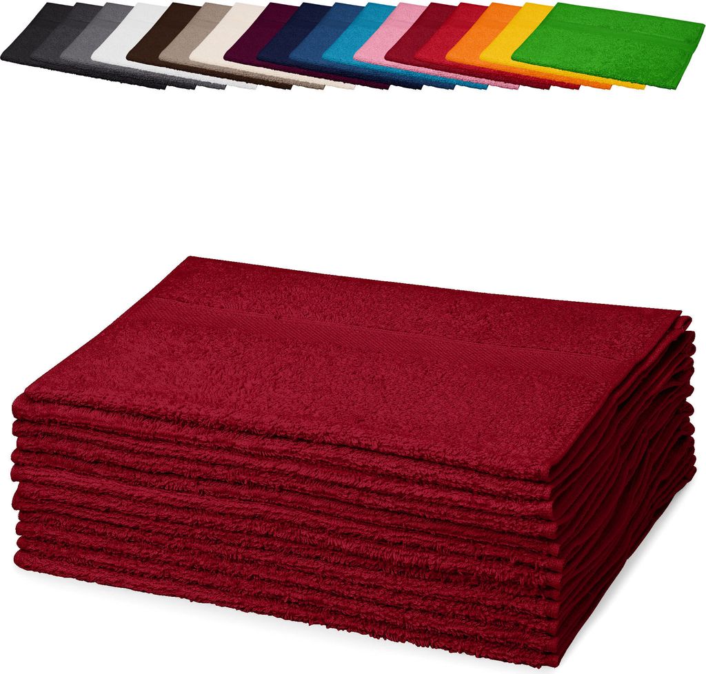 10er PACK Gästetücher 30x50 cm Gästehandtücher Kinderhandtücher Babyhandtücher 100% Baumwolle, Farbe: Bordeaux
