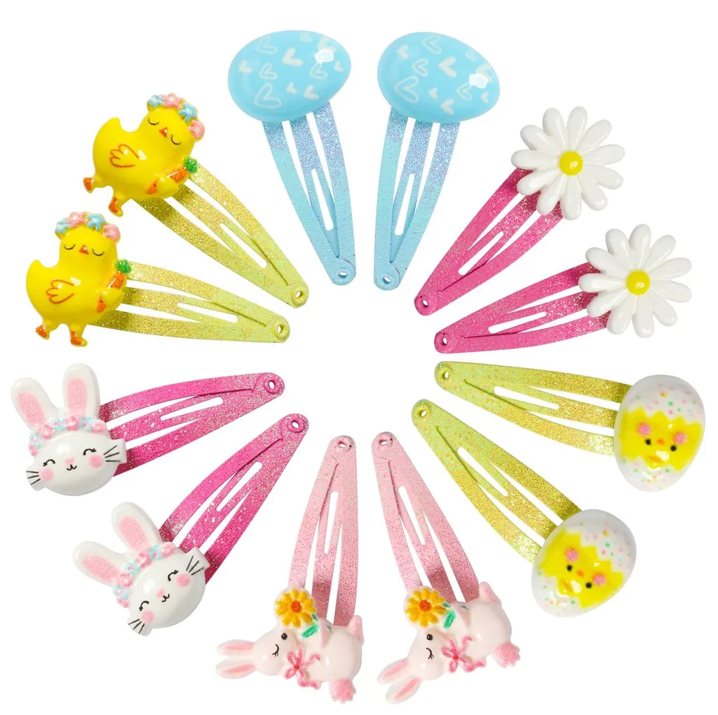Set de 6 Barrettes pour Coiffure de Pâques Licornes et Paillettes Filles