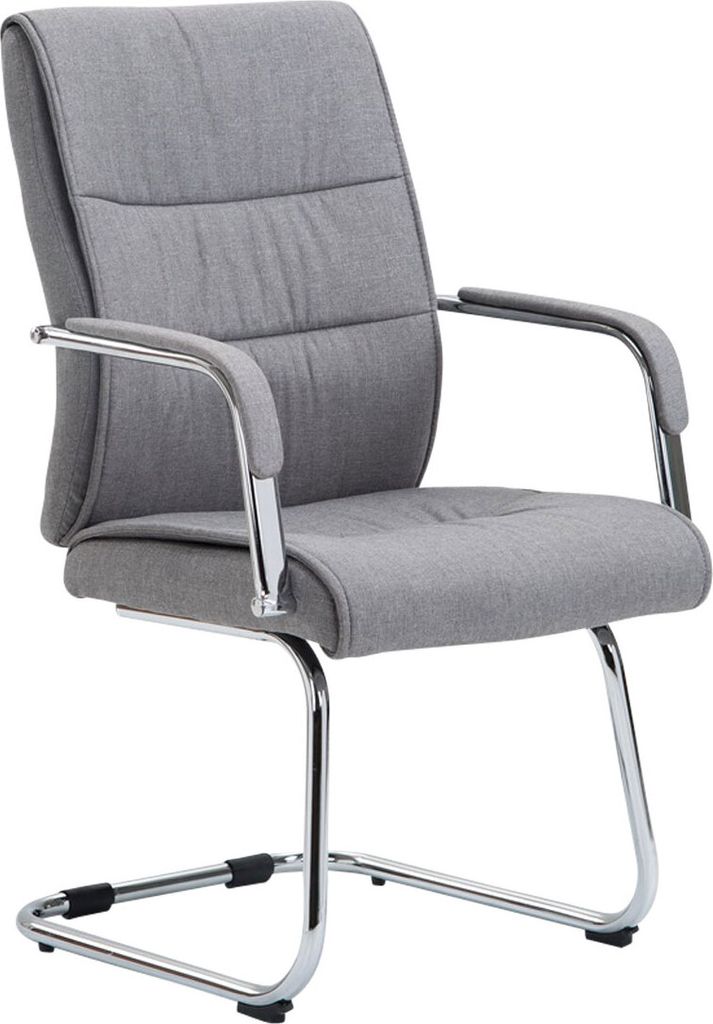 TPFLiving Besucherstuhl Siva Stoff Gestell Metall in Chromoptik hellgrau