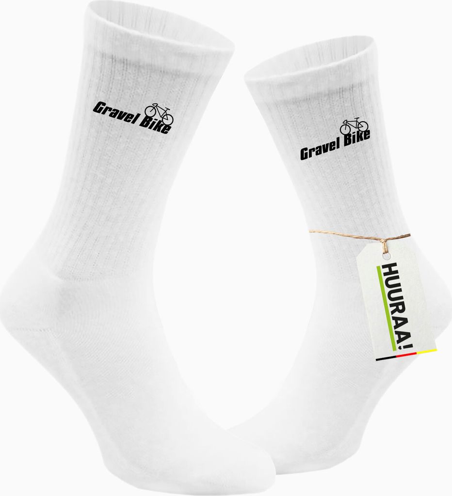 Huuraa Unisex Socken Gravel Bike Fahrrad 42/46 White Baumwolle Tennissocken Geschenkidee