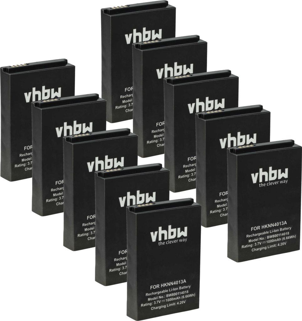vhbw 10x Akku kompatibel mit Motorola Rokr Z6tv, Z6m Funkgerät, Walkie Talkie (1800 mAh, 3,7 V, Li-Ion)