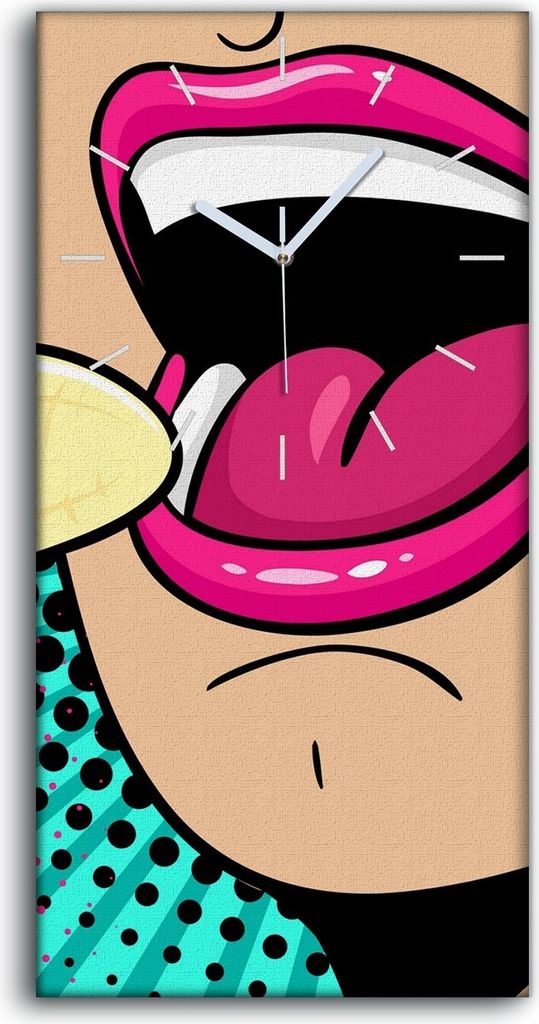 Wandbild Leinwand Bilder mit Uhr Geräuschlos 30x60 Gemälde Obst Banane Kunst - weiße Hände
