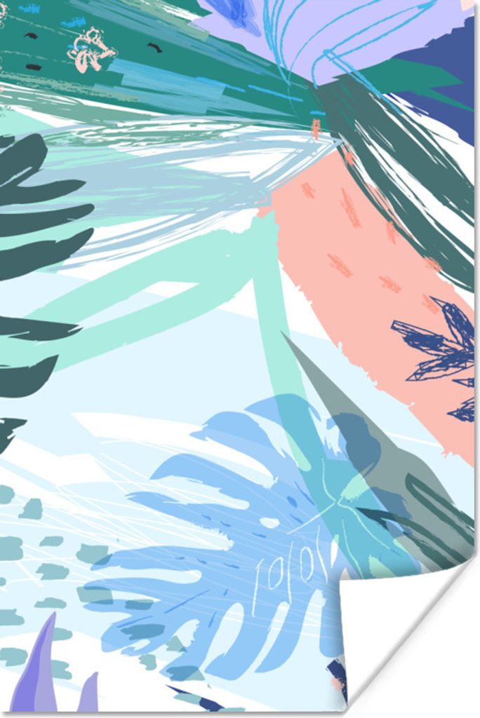 MuchoWow Poster Sommer - Laub - Blau - Grün 120x180 cm - Kunstposter