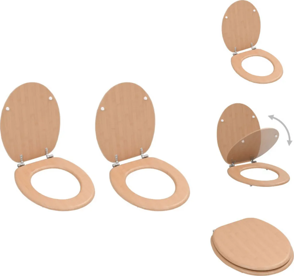 Set 2 Copriwater Effetto Bambù vidaXL - Arredo Bagno in MDF - 1