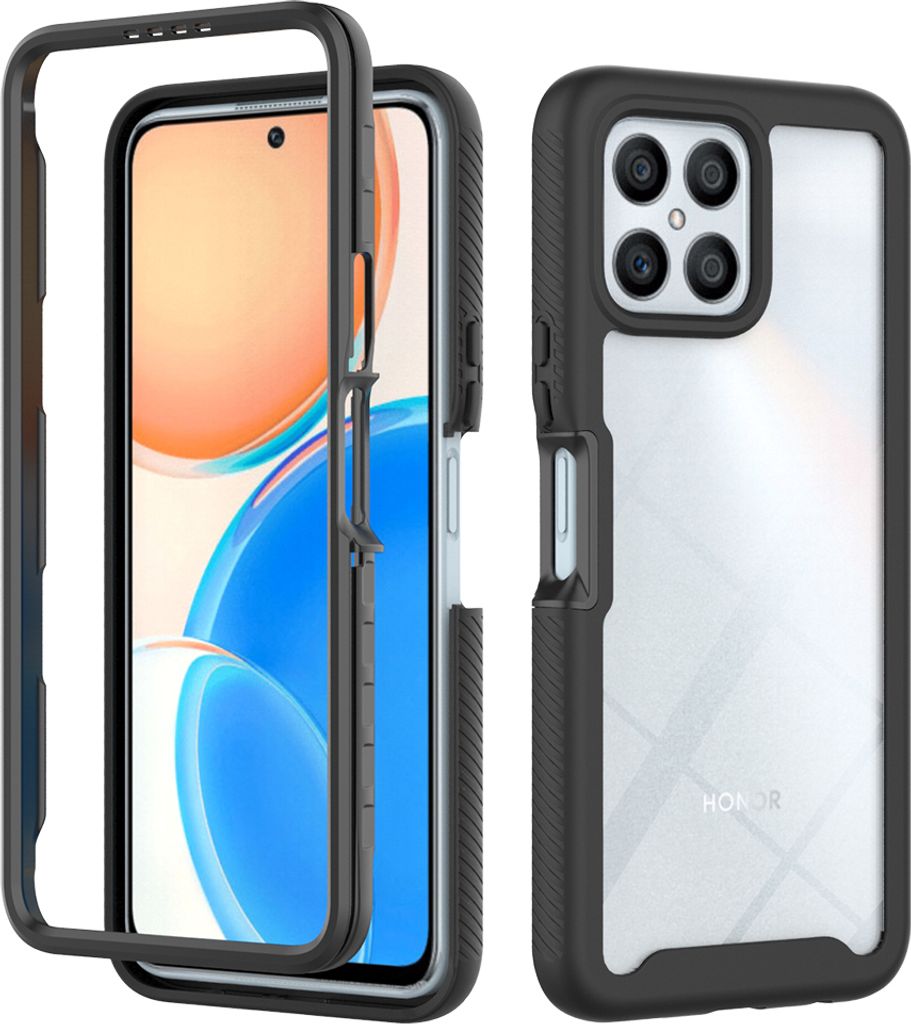 Huawei Honor X8 Hülle, Hybrid Transparente Rückseite Robust TPU Bumper Rutschfest Stoßfest Schutzhülle für Huawei Honor X8 Schwarz