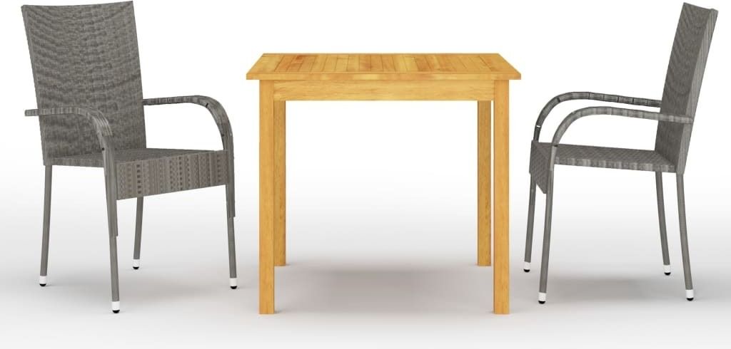 "Rabatt" 3-tlg. Garten-Essgruppe - mit tishe & Stuhl - Grau - Lounge-Dining set CC2861