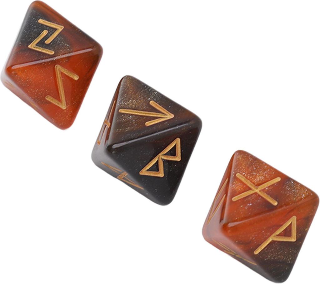 3Pcs Rune Würfel 8 sided Star Sky Mystic Vivid Farben Astrologie Lernen Vorhersage Polyhedral Würfel Set für Erwachsene Schwarz Gold