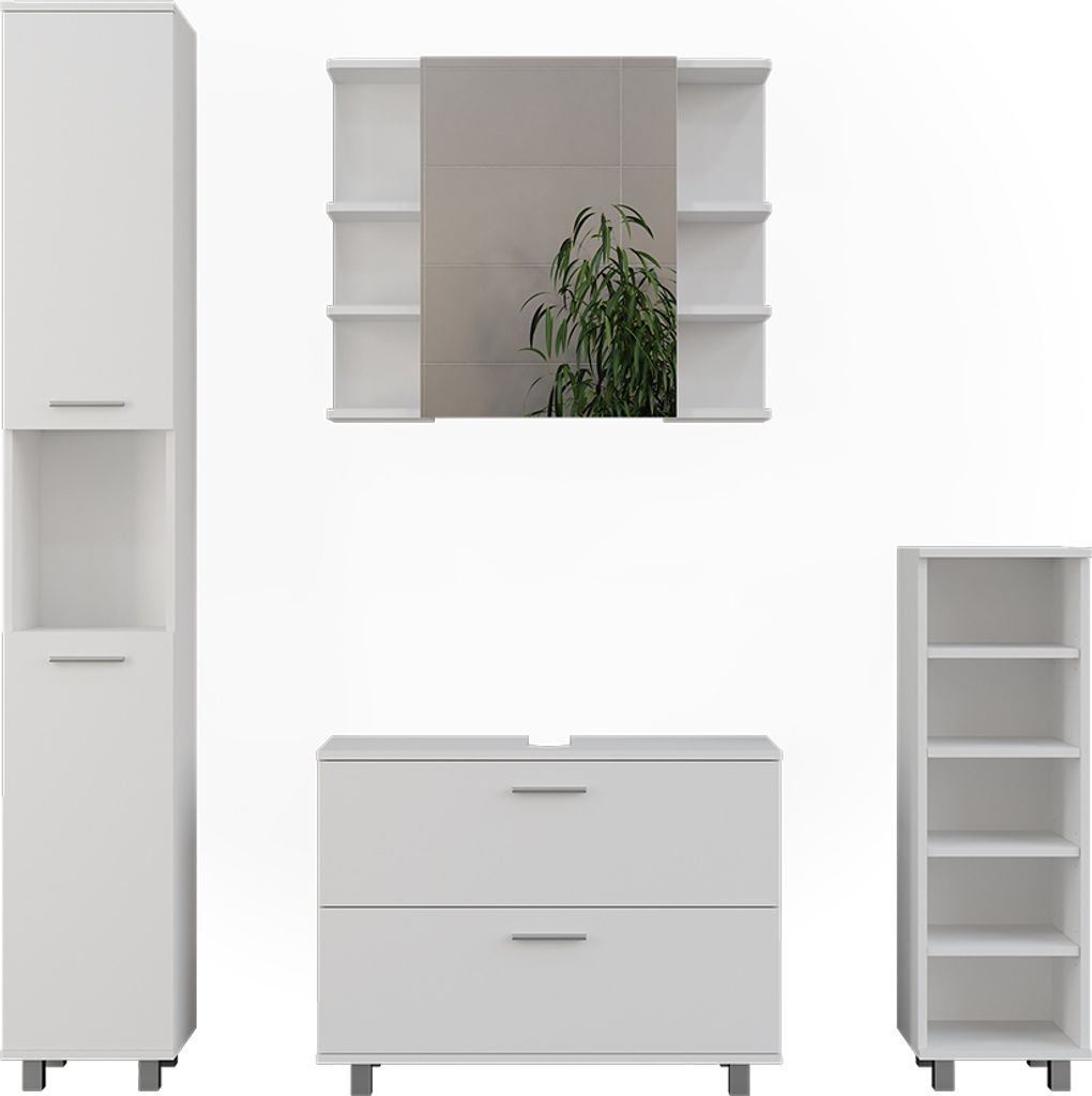 Badmöbel-Set Vicco Ilias Weiß 4 Teile, Model 55519