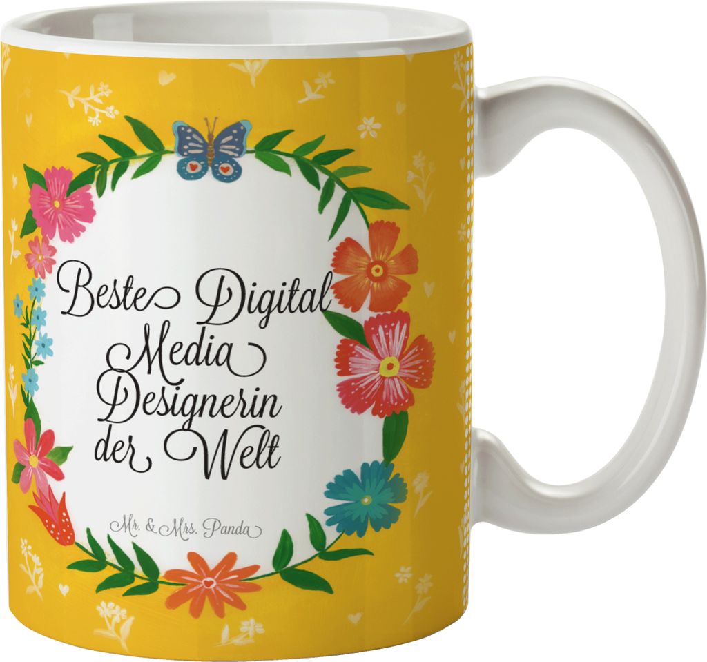 Mr. & Mrs. Panda Kaffeetasse Digital Media Designerin - Geschenk, Schenken, Tasse, Studium, für büro, Rente, Kaffeebecher, Diplom, Becher, keramik