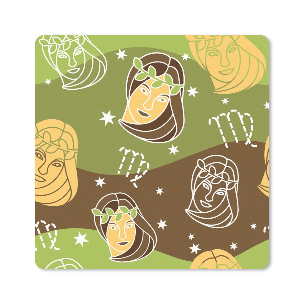 MuchoWow Mauspad Mousepad Jungfrau - Tierkreiszeichen - Muster 20x20 cm - Mousepads - Maus Mat - Pad - Mausunterlage - Desk Mat - Bureauartikeln