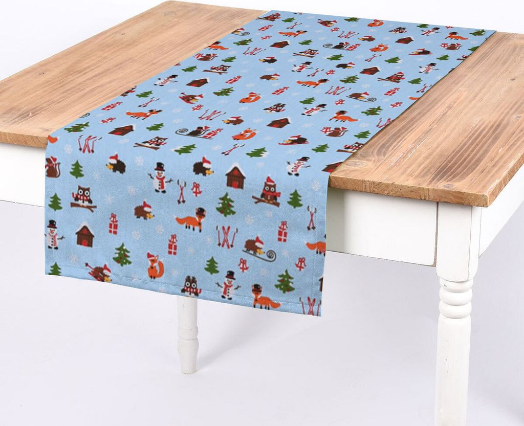 SCHÖNER LEBEN. Tischläufer Wintertiere hellblau 40x160cm