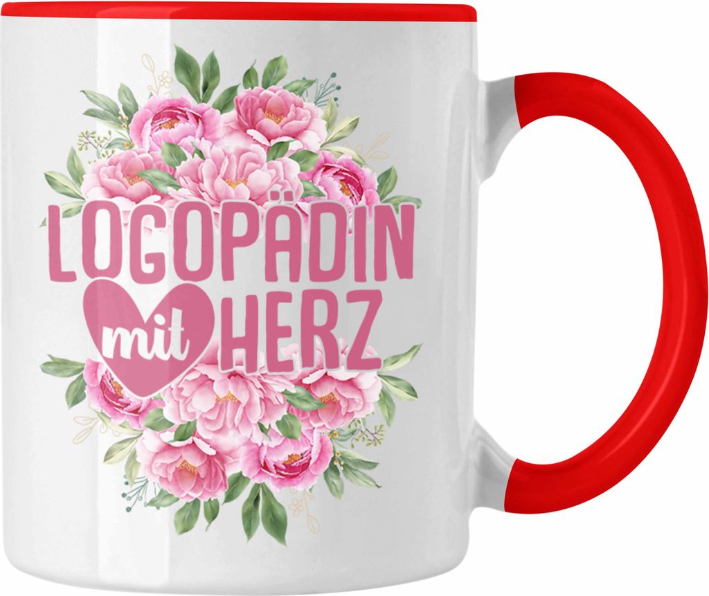 Trendation - Logopädin Mit Herz Tasse Geschenk Logopädie Logopäde (Rot)
